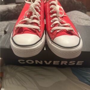 Converse Red and White Canvas Sneakers